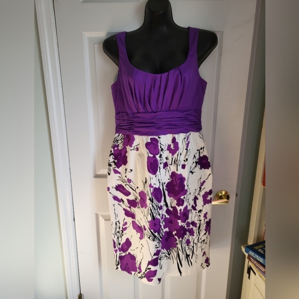 JONES NEW YORK Knee Length Cocktail DRESS Purple Pop Of Color!